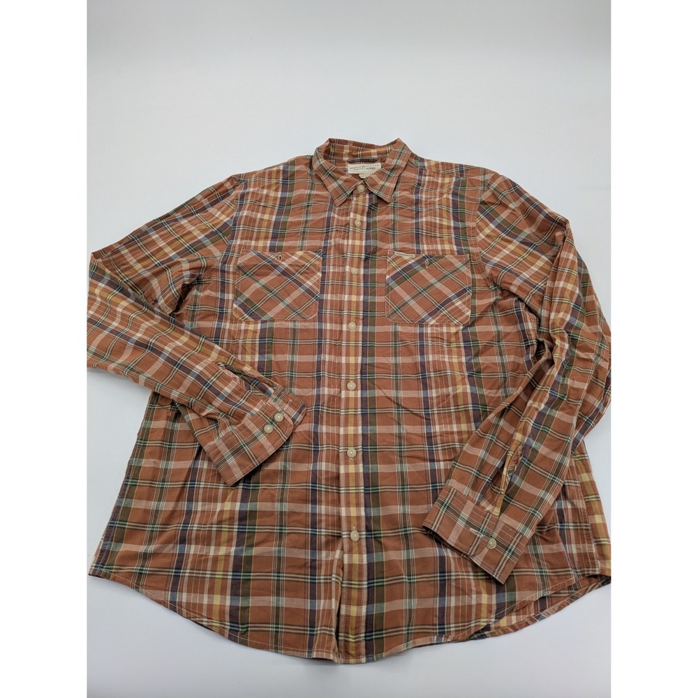 Denim Supply Ralph Lauren XL Plaid  Button Long Sleeve Shirt Orange Men
